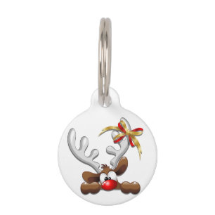 Reindeer Puzzled Funny Christmas Character Pet ID Tag