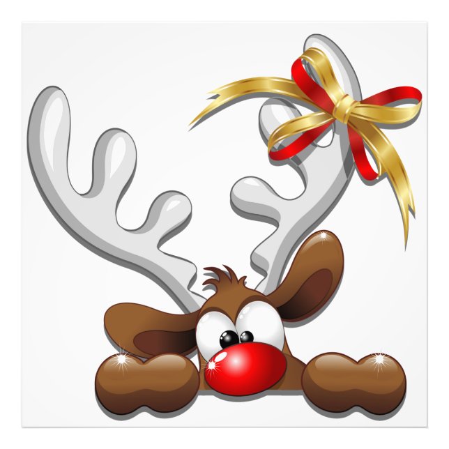 Reindeer Puzzled Funny Christmas Character Photo Print (Front)