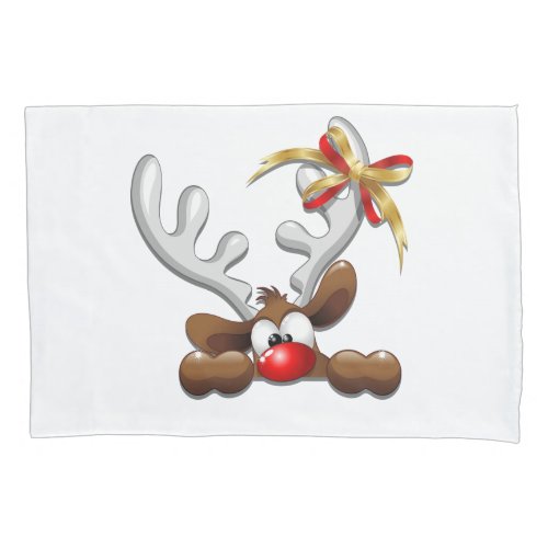 Reindeer Puzzled Funny Christmas Character Pillow Case