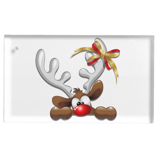 Reindeer Puzzled Funny Christmas Character Place Card Holder (Front)