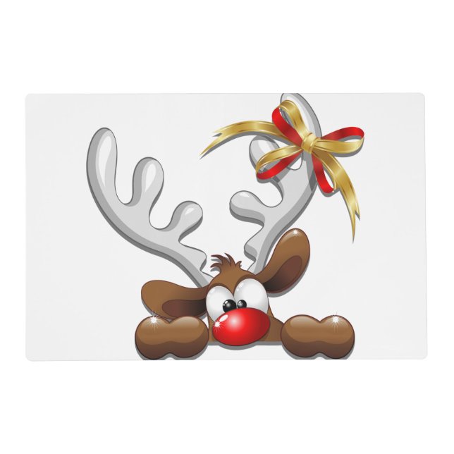 Reindeer Puzzled Funny Christmas Character Placemat (Front)