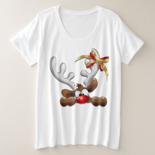 Reindeer Puzzled Funny Christmas Character Plus Size T-Shirt
