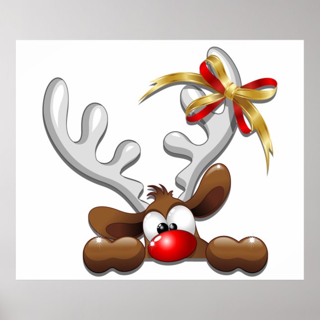 Reindeer Puzzled Funny Christmas Character Poster (Front)