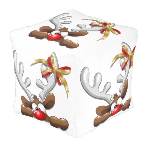 Reindeer Puzzled Funny Christmas Character Pouf