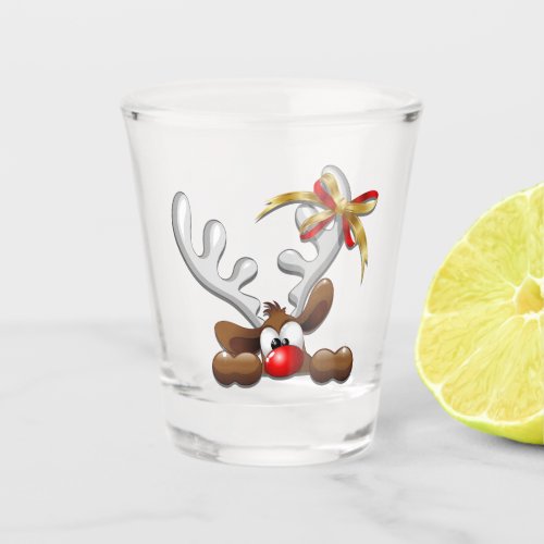 Reindeer Puzzled Funny Christmas Character Shot Glass