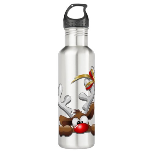 Reindeer Puzzled Funny Christmas Character Stainless Steel Water Bottle
