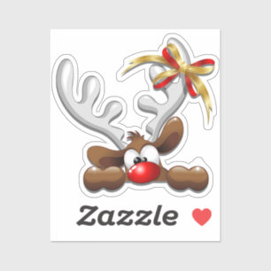 Reindeer Puzzled Funny Christmas Character Sticker