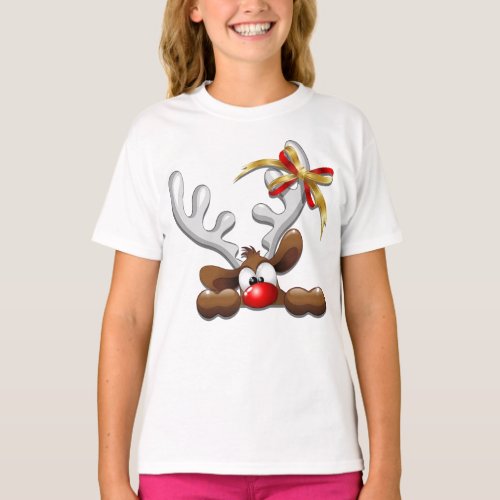 Reindeer Puzzled Funny Christmas Character T_Shirt