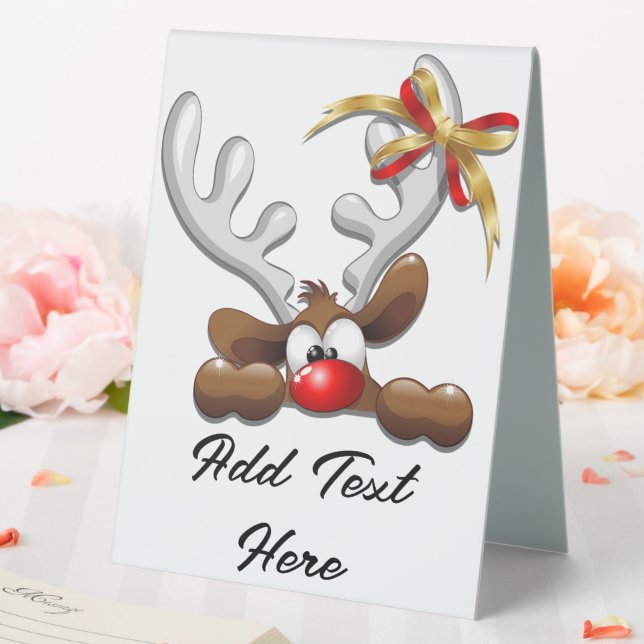 Reindeer Puzzled Funny Christmas Character Table Tent (In SItu (Wedding))
