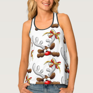 Reindeer Puzzled Funny Christmas Character Tank Top