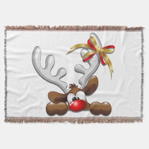 Reindeer Puzzled Funny Christmas Character Throw Blanket