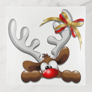 Reindeer Puzzled Funny Christmas Character Trinket Tray