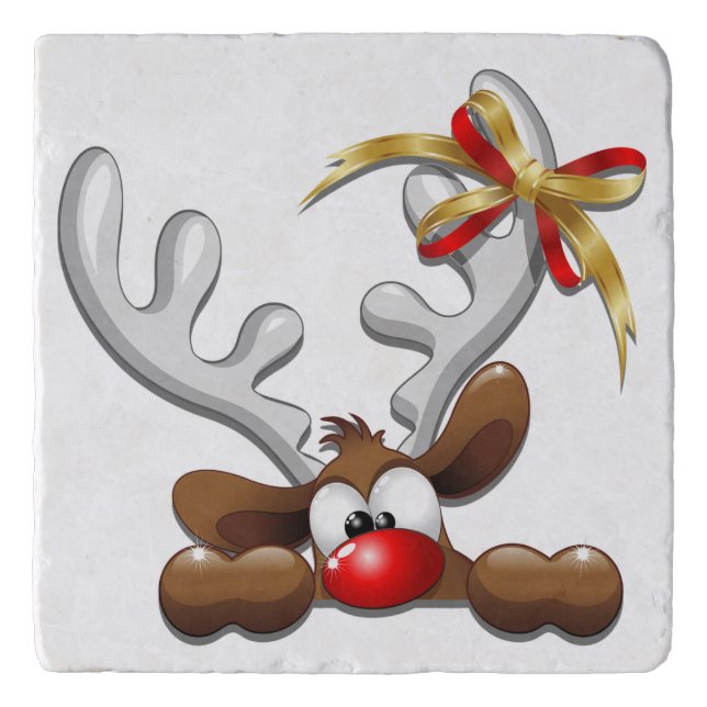 Reindeer Puzzled Funny Christmas Character Trivet (Front)