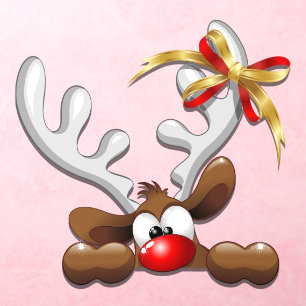 Reindeer Puzzled Funny Christmas Character Wall Decal