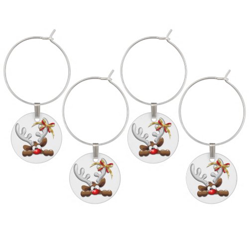 Reindeer Puzzled Funny Christmas Character Wine Charm