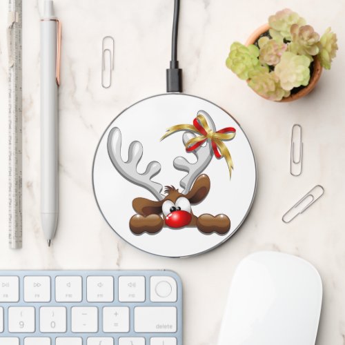 Reindeer Puzzled Funny Christmas Character Wireless Charger