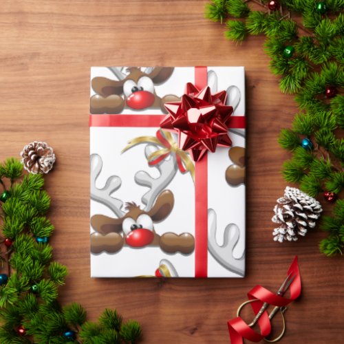 Reindeer Puzzled Funny Christmas Character Wrapping Paper