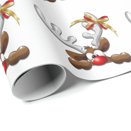 Reindeer Puzzled Funny Christmas Character Wrapping Paper