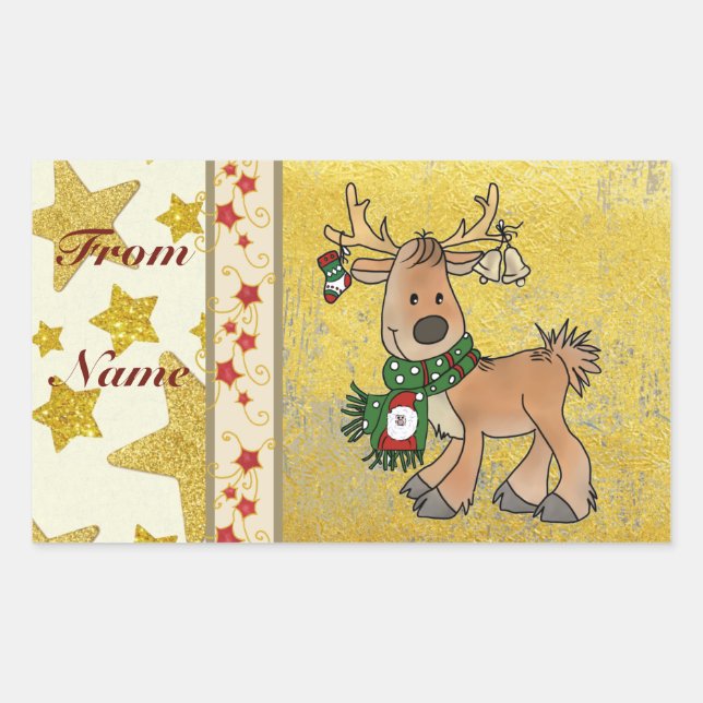 reindeer rectangles rectangular sticker (Front)