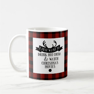 Reindeer Red & Black Buffalo Plaid Christmas Coffee Mug