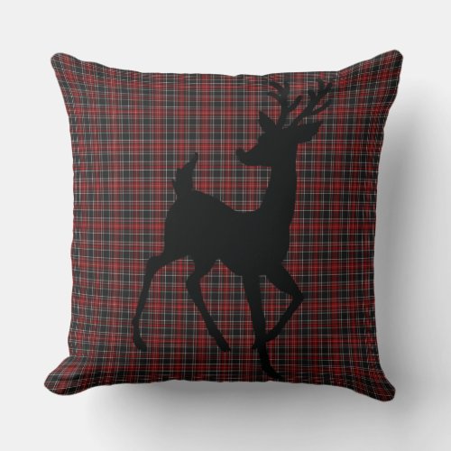 Reindeer RedBlack Plaid ChristmasEveryday Pillow