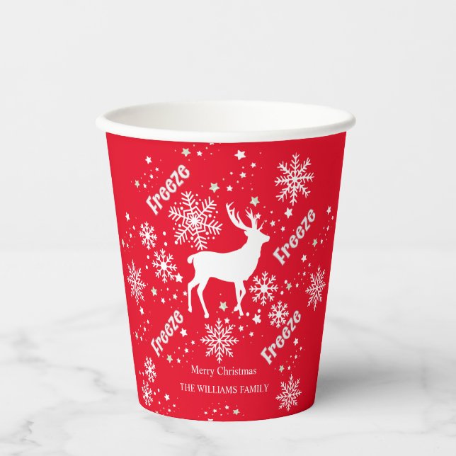  Reindeer red Christmas  Paper Cups (Front)