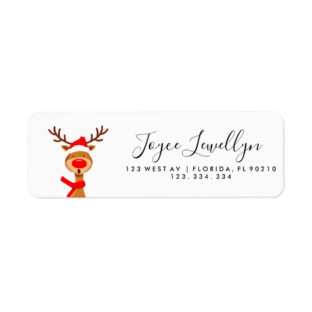 reindeer return address label Christmas (Front)