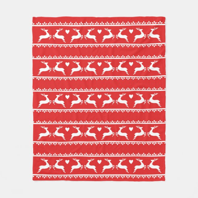 Reindeer Romance Holiday Fleece Blanket (Front)