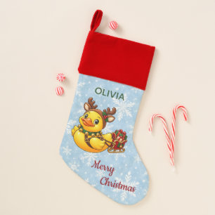 Reindeer Rubber Duck Christmas Gift Sleigh Stocking