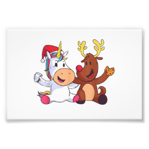 Reindeer Rudolph Christmas Ren Red Nosed Unicorn G Photo Print