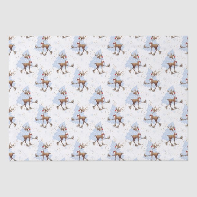 Reindeer Rudolph Christmas  Tissue Paper (Front)