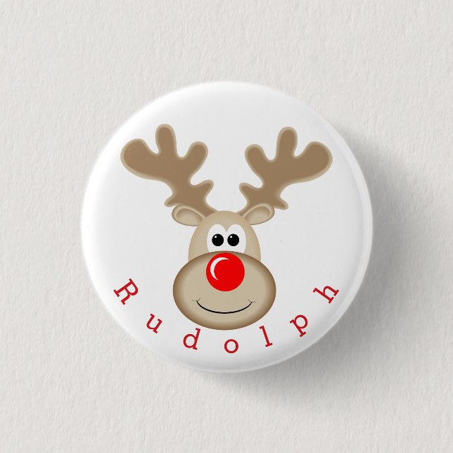 Reindeer Rudolph red nose Button (Front)