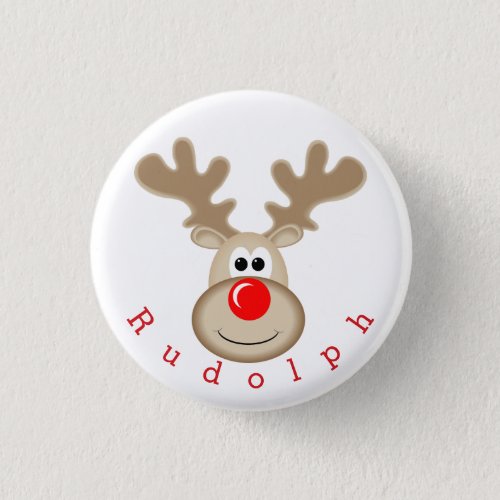 Reindeer Rudolph red nose Button