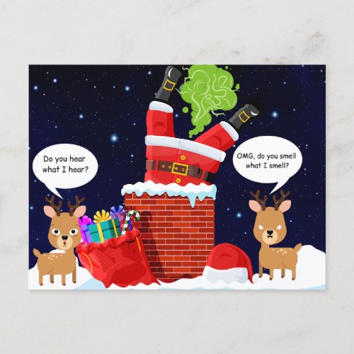 Reindeerâs Smelly Christmas Funny Cartoon Holiday Postcard