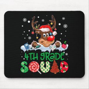 Reindeer Santa Hat 4th Grade Squad Teacher Christm Mouse Pad