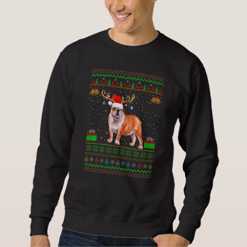 Reindeer Santa Hat Matching Ugly English Bulldog C Sweatshirt