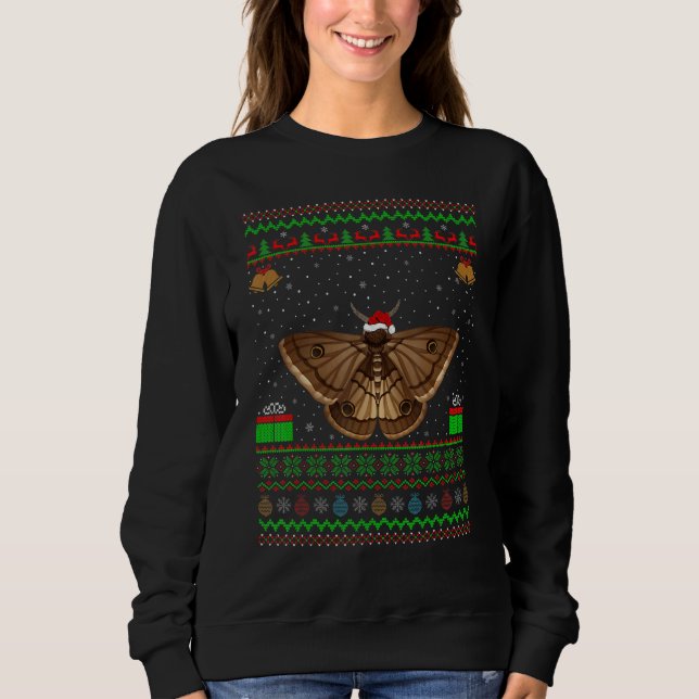 Reindeer Santa Hat Matching Ugly Moth Bird Christm Sweatshirt (Front)