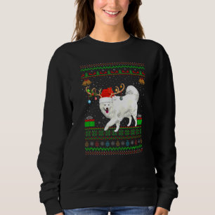 Reindeer Santa Hat Matching Ugly Samoyed Christmas Sweatshirt
