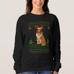 Reindeer Santa Hat Matching Ugly Sheepdog Christma Sweatshirt