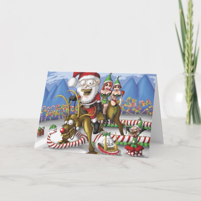 Reindeer Santa Holiday Card (Front)