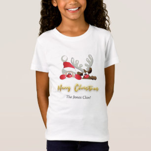Reindeer Santa Merry Christmas Custom Modern Girl T-Shirt