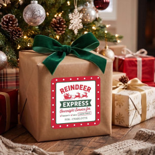 Reindeer Santa Sack Christmas Dotted Square Sticker