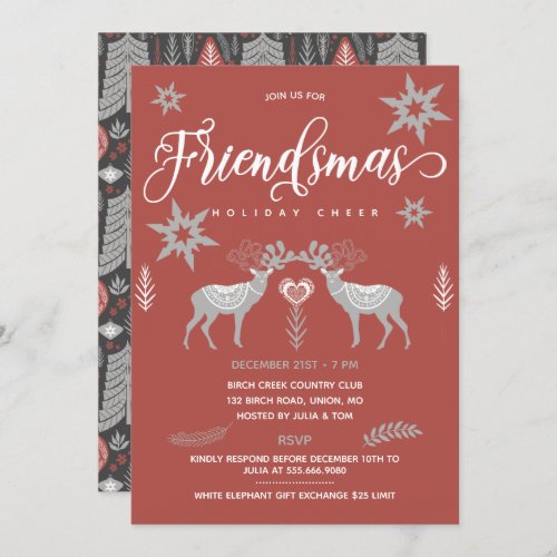 Reindeer Scandinavian Friendsmas Party Invitation
