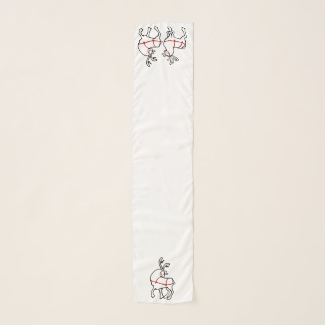 Reindeer Scarf Cute Christmas Holiday Art Scarves (Front)