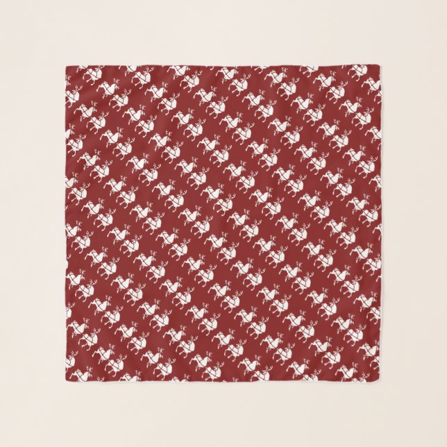 Reindeer Scarf Cute Christmas Holiday Art Scarves (Front)