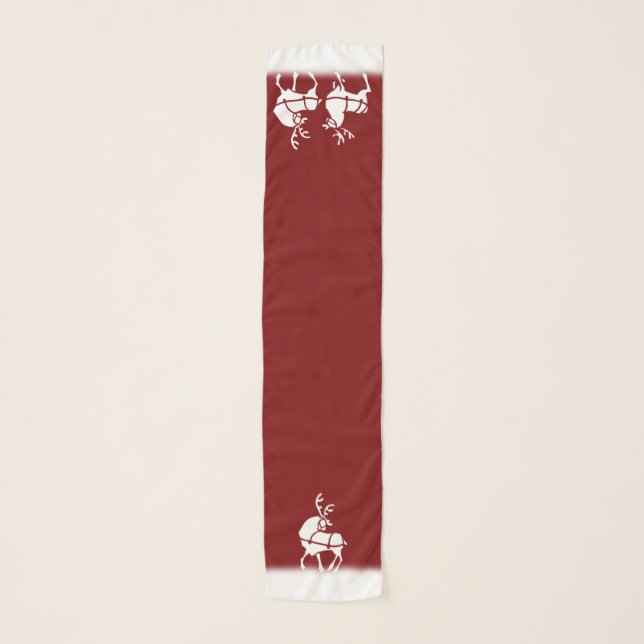 Reindeer Scarf Cute Christmas Holiday Art Scarves (Front)