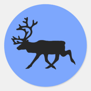 Reindeer Silhouette Classic Round Sticker