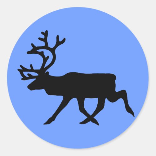 Reindeer Silhouette Classic Round Sticker