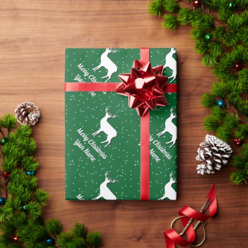 Reindeer silhouette in the snow custom Christmas Wrapping Paper