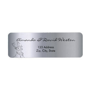 Reindeer silver christmas return address label